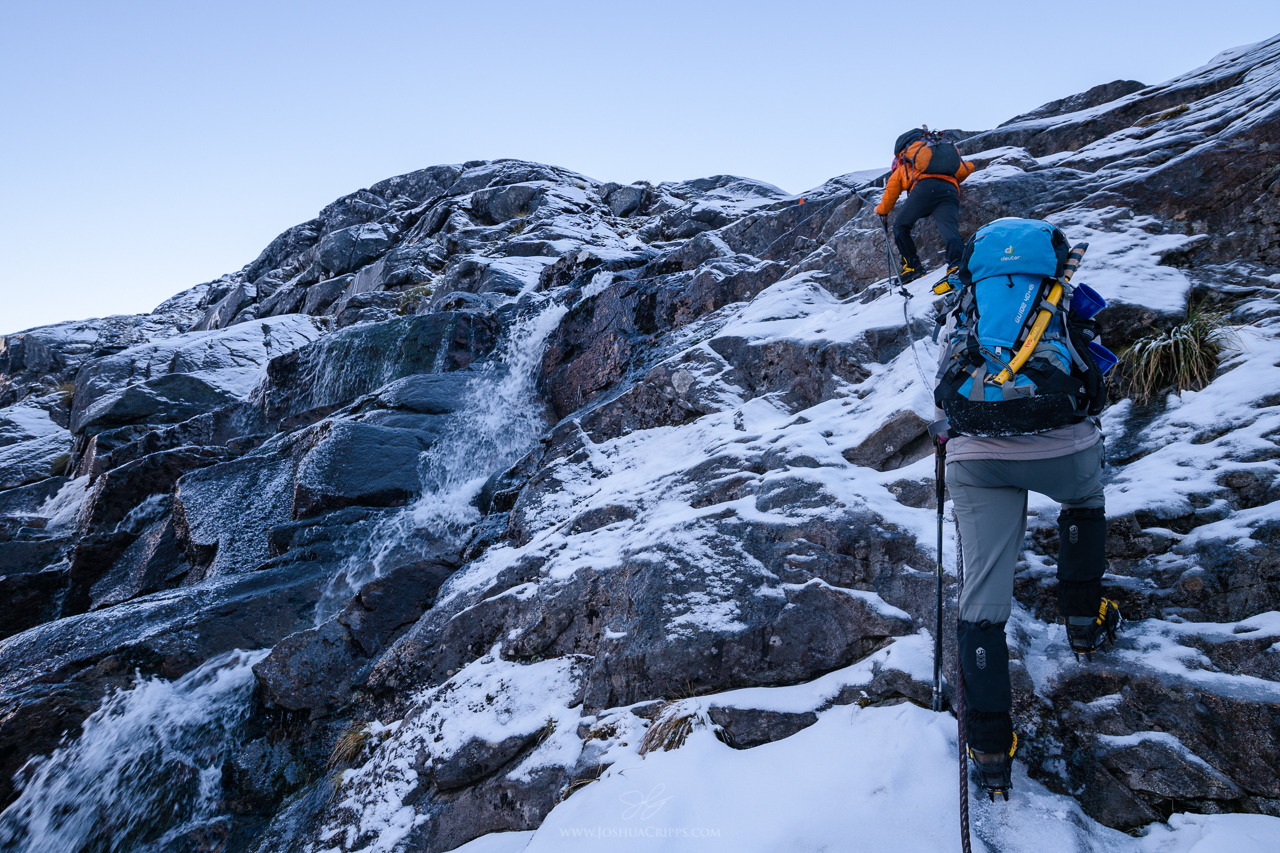 The most fun / exciting / hair-raising part of the climb.
